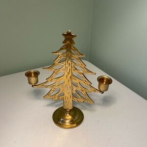 Brass Christmas Tree Candlestick Holder